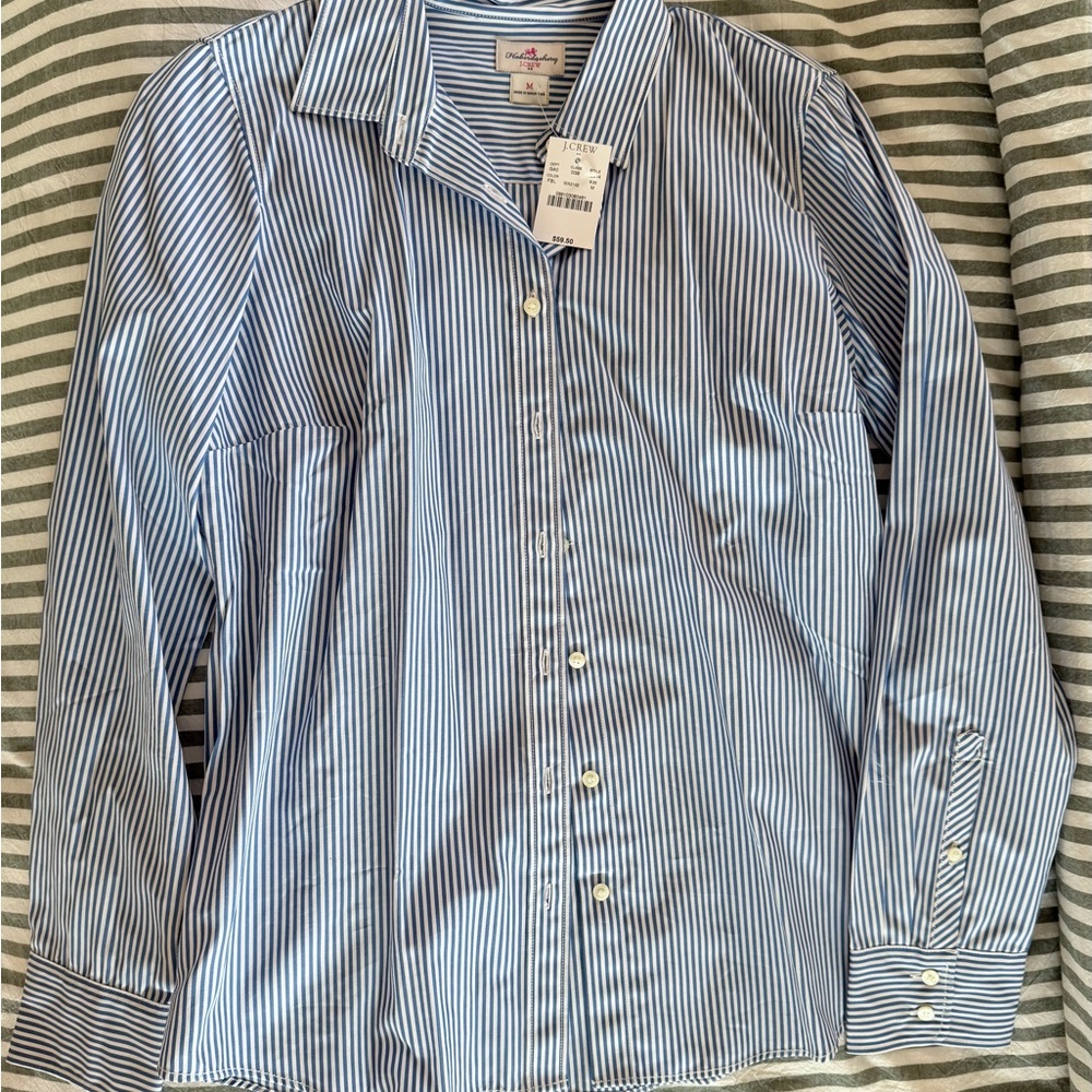 J. Crew Women's Blue Striped Button Down Shirt